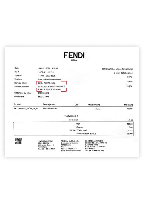 fendi invoice|fendi italia.